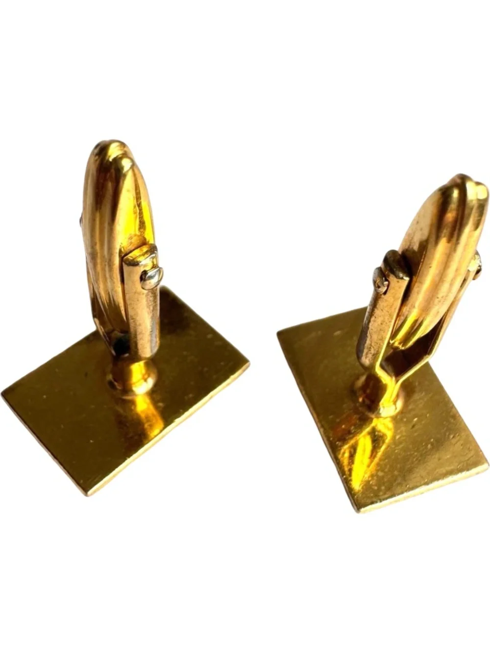 Vintage Alfred Dunhill Cufflinks Gold Tone Rectangular Diagonal Stripe Formal